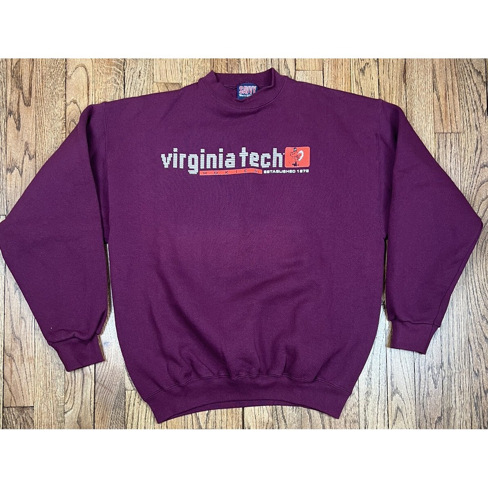 Vintage Virginia Tech Hokies Crewneck Sweatshirt Logo USA Men's Size‎ Large